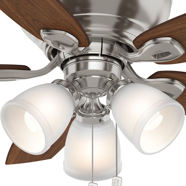 Casablanca Durant 3 Light Low Profile 44 Inch Ceiling Fan - Brushed Nickel/Walnut