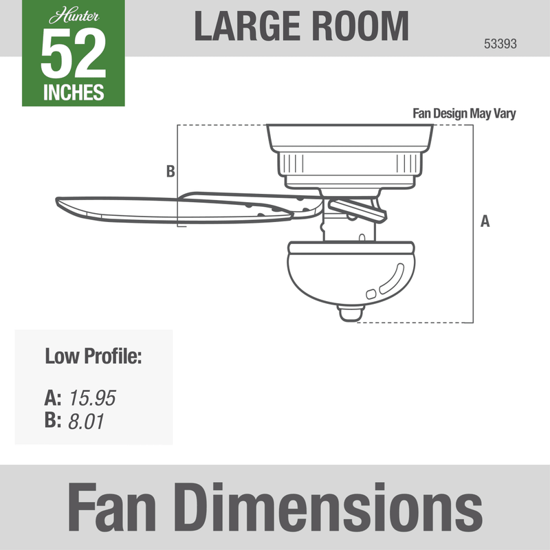 Hunter 52-Inch Bennett Matte Black Low Profile Ceiling Fan