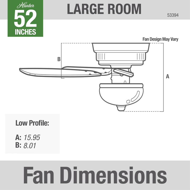 Hunter 52-Inch Bennett Brushed Nickel Low Profile Ceiling Fan