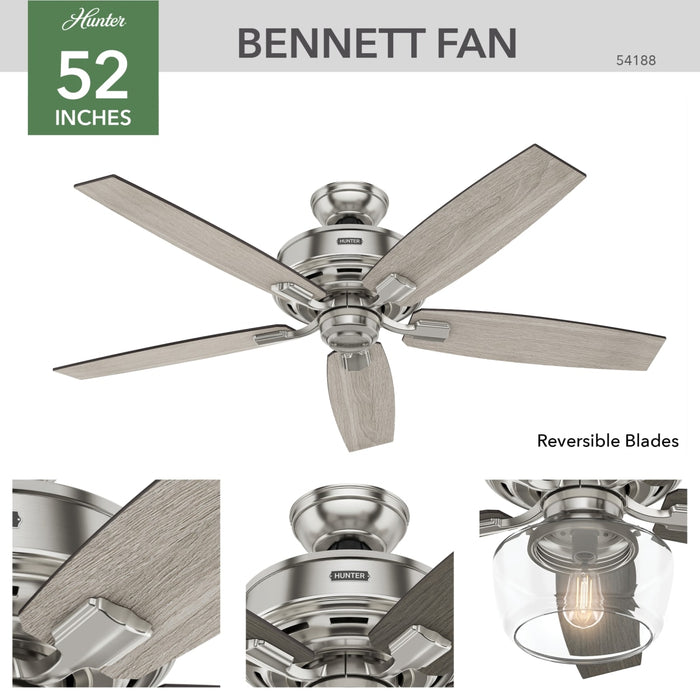 Hunter 52-Inch Bennett Brushed Nickel Ceiling Fan