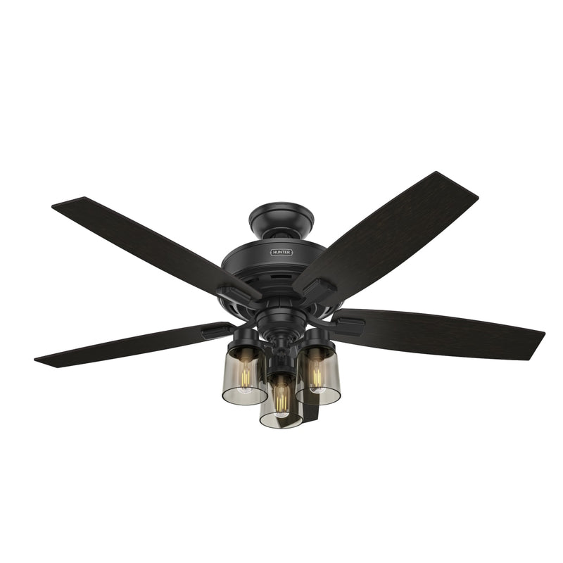 Hunter 52-Inch Bennett 3 Lights Matte Black Ceiling Fan