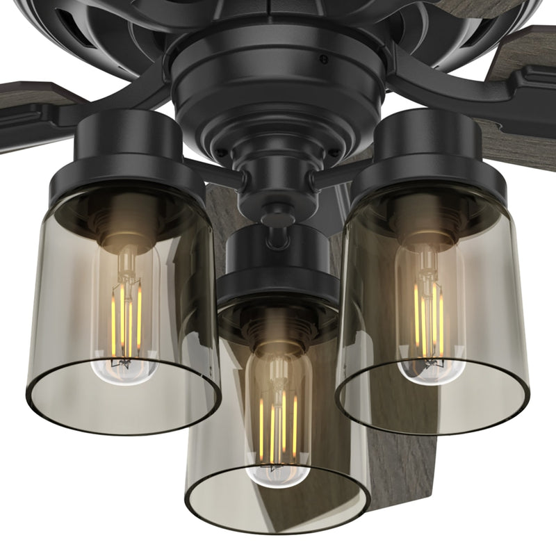 Hunter 52-Inch Bennett 3 Lights Matte Black Ceiling Fan