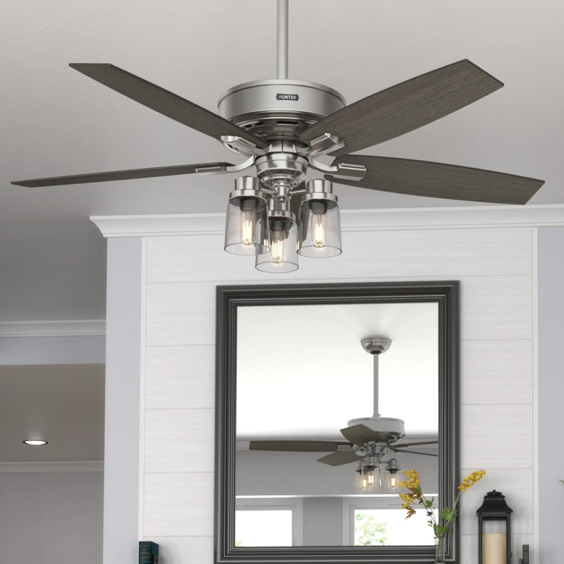Hunter 52-Inch Bennett 3 Lights Brushed Nickel Ceiling Fan