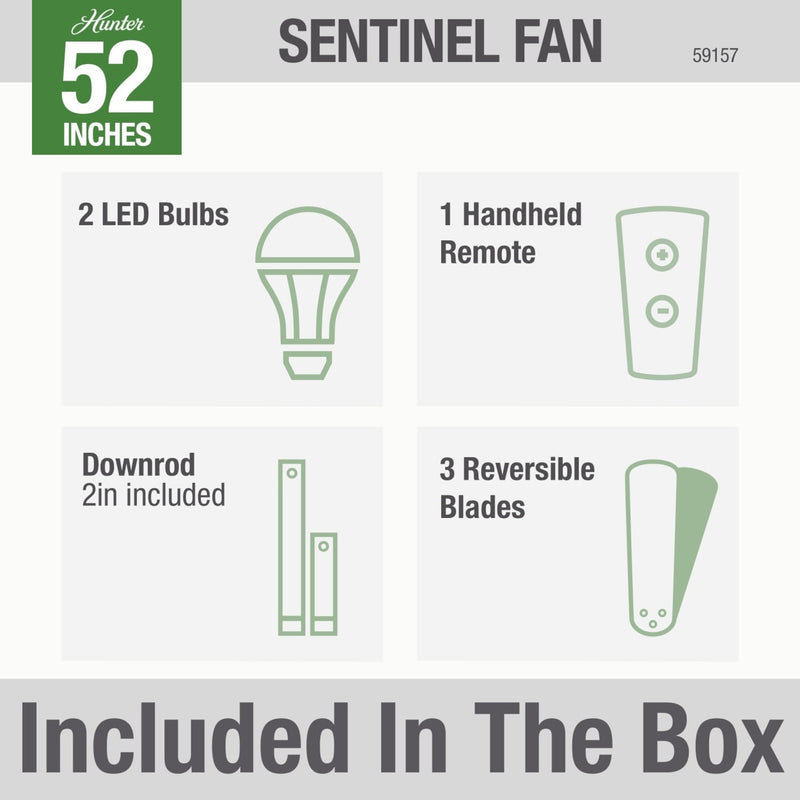 Hunter 52-Inch Sentinel Brushed Nickel Ceiling Fan
