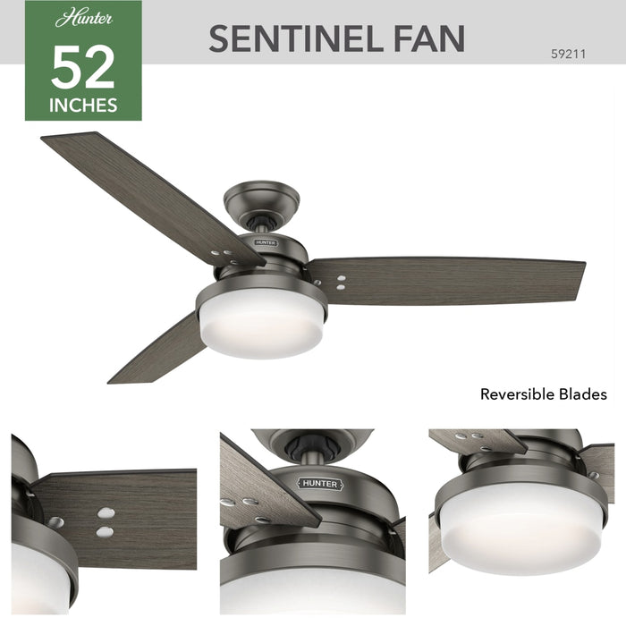 Hunter 52-Inch Sentinel Brushed Slate Ceiling Fan