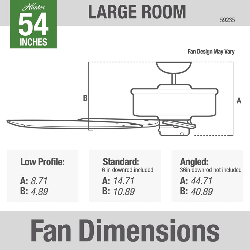 Hunter 54-Inch Chronicle Matte Black Outdoor Ceiling Fan