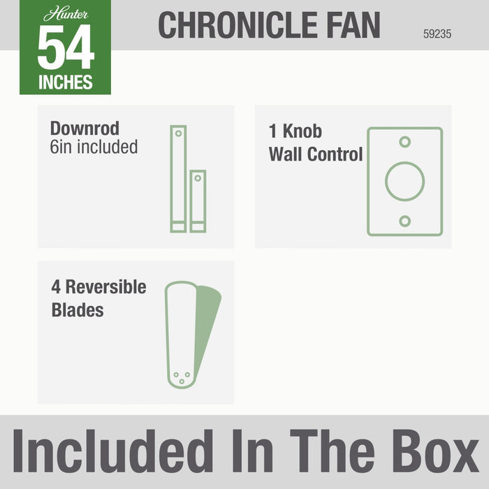 Hunter 54-Inch Chronicle Matte Black Outdoor Ceiling Fan