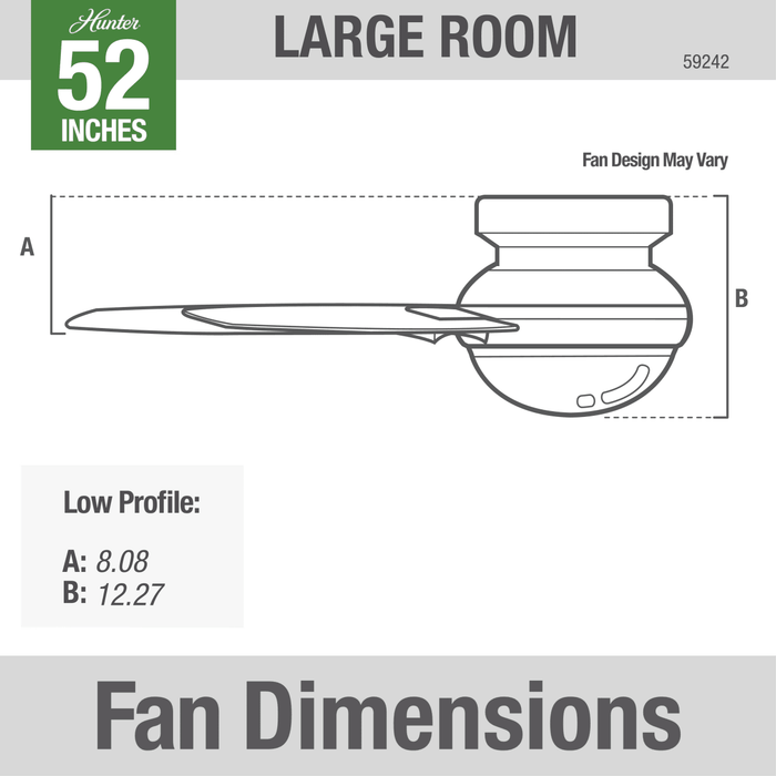 Hunter 52-Inch Dempsey Fresh White Low Profile Ceiling Fan