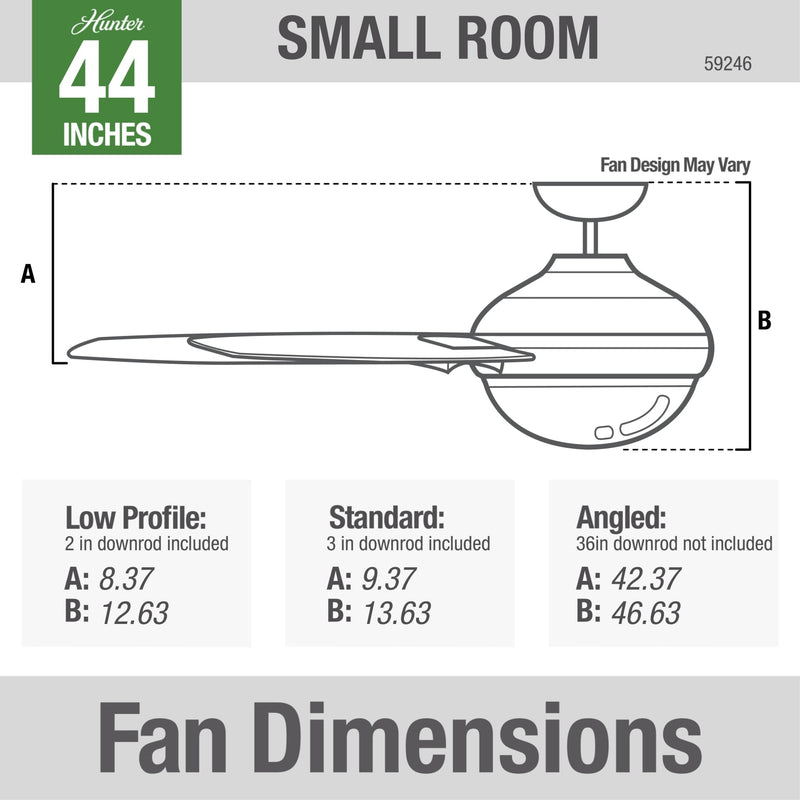 Hunter 44-Inch Dempsey Light Fresh White Ceiling Fan
