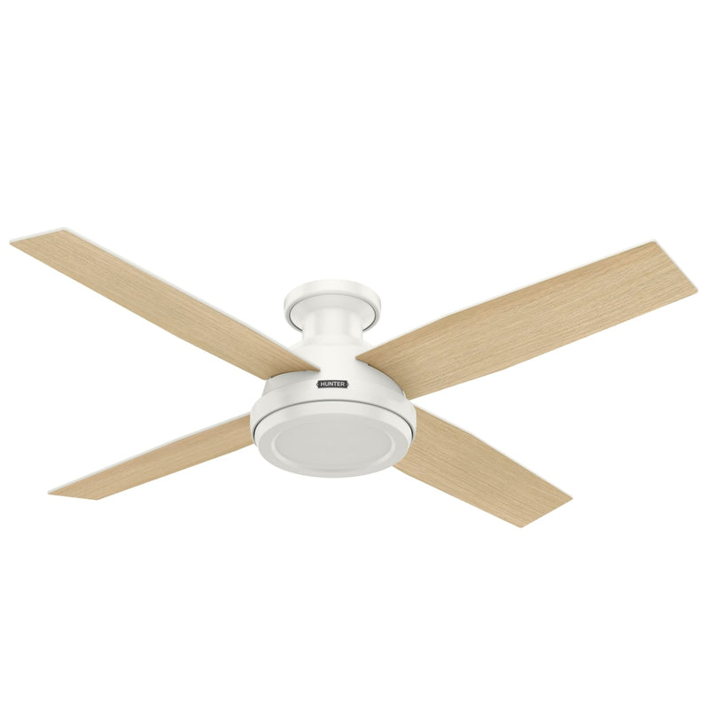 Hunter 52-Inch Dempsey Fresh White Low Profile No Light Ceiling Fan