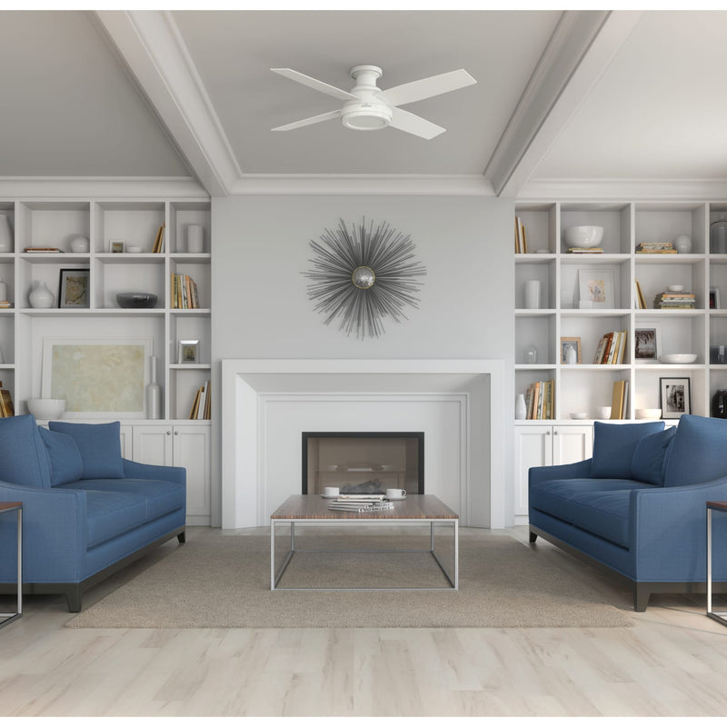 Hunter 52-Inch Dempsey Fresh White Low Profile No Light Ceiling Fan