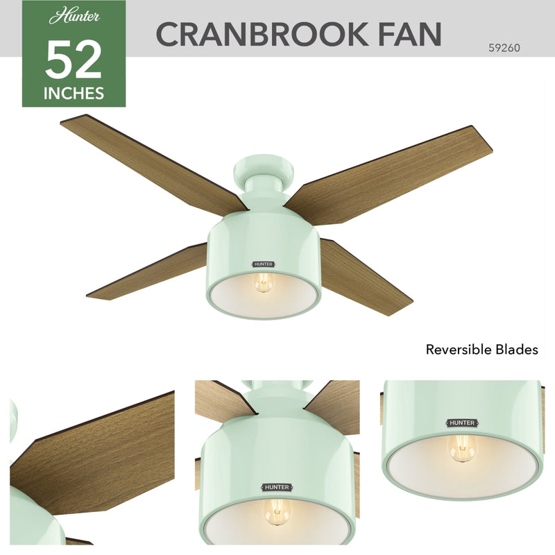 Hunter 52-Inch Cranbrook Low Profile Mint Ceiling Fan