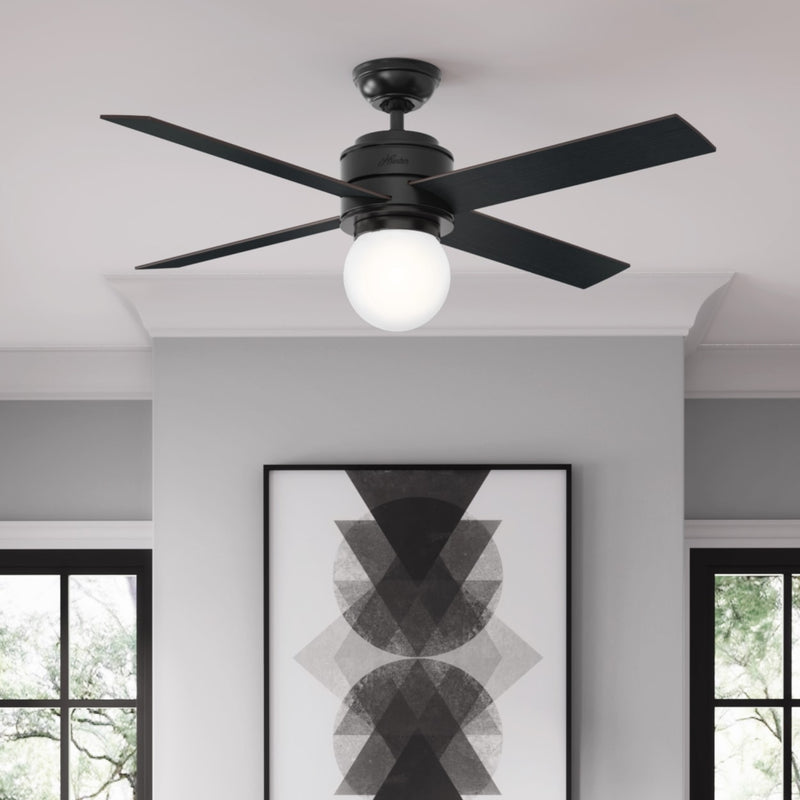 Hunter 52-Inch Hepburn Matte Black Ceiling Fan