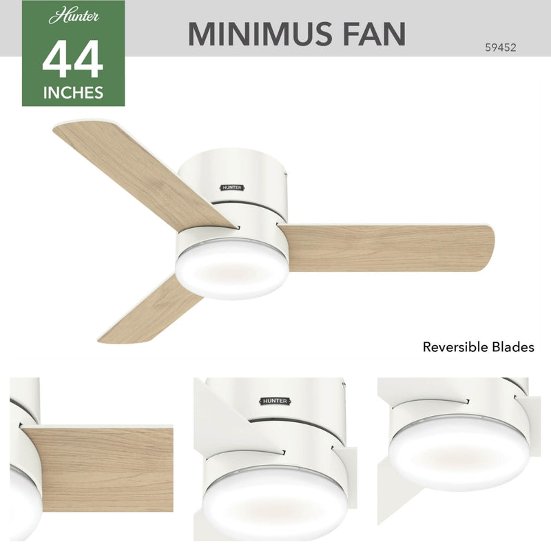 Hunter 44-Inch Minimus Fresh White Low Profile Ceiling Fan