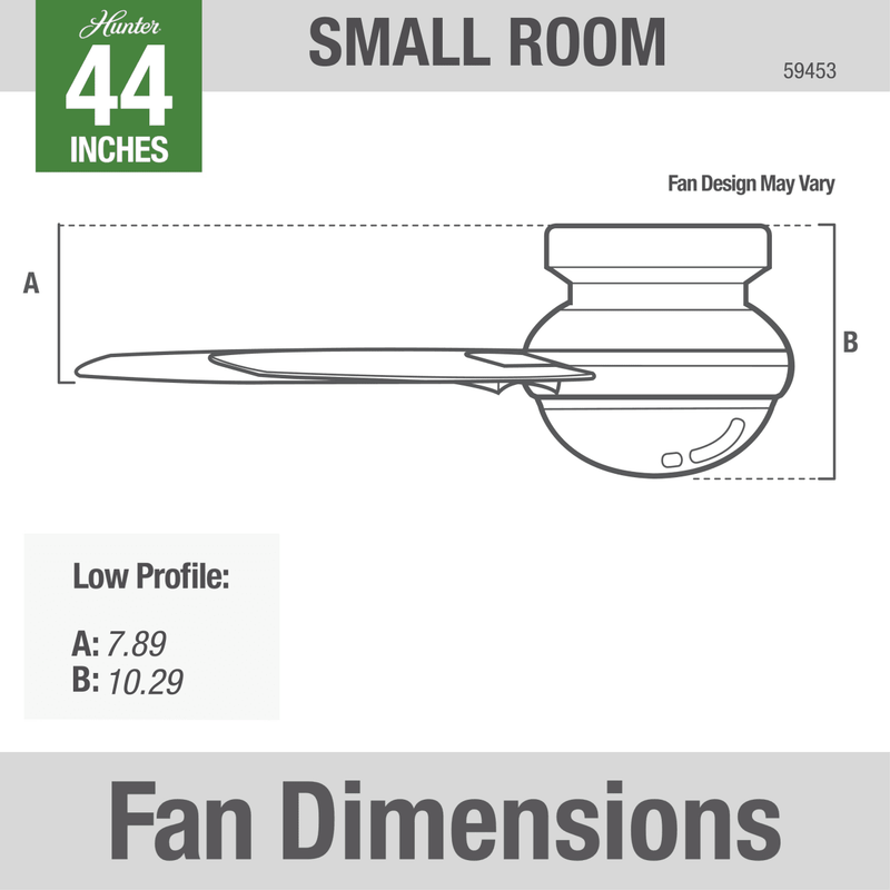Hunter 44-Inch Minimus Matte Black Low Profile Ceiling Fan