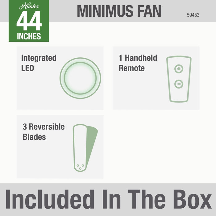 Hunter 44-Inch Minimus Matte Black Low Profile Ceiling Fan