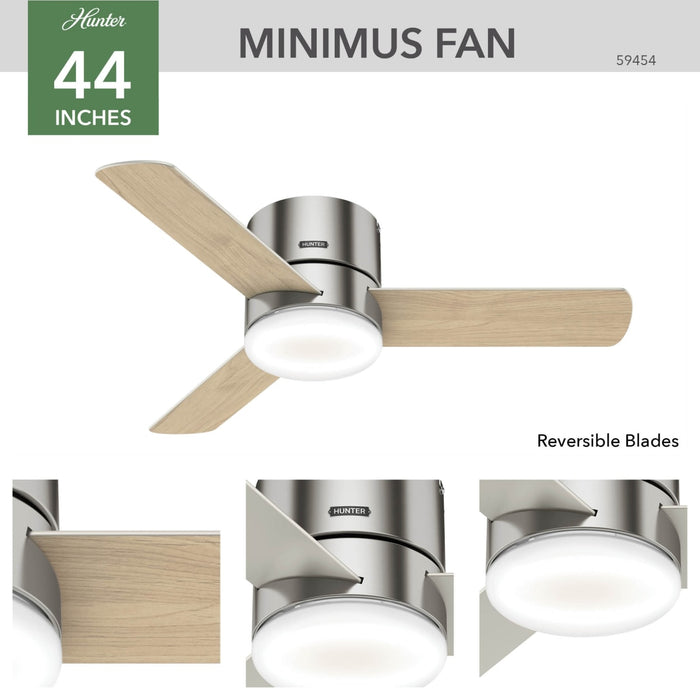 Hunter 44-Inch Minimus Brushed Nickel Low Profile Ceiling Fan