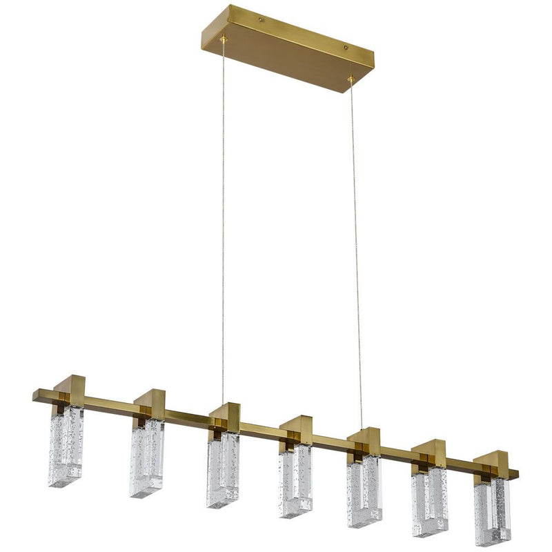VONN Sorrento 40" VAC3137AB Integrated LED Linear Chandelier with 7 Shades in Antique Brass