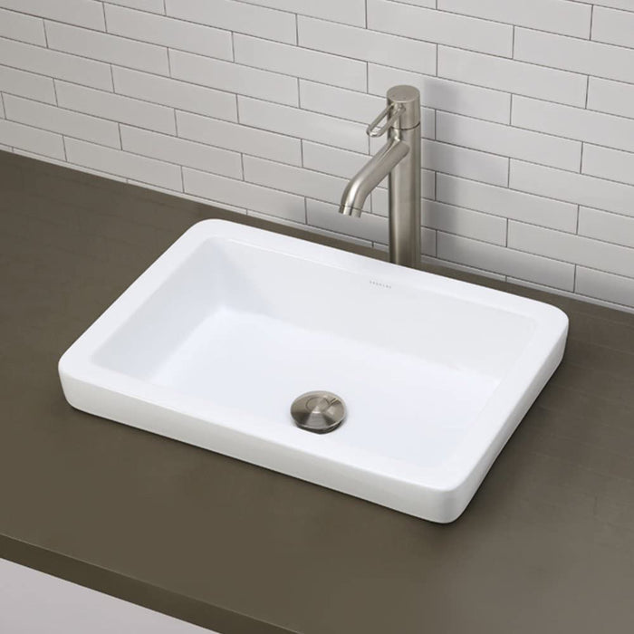 DECOLAV Ambre Semi-Recessed Rectangular Vitreous China Bathroom Sink