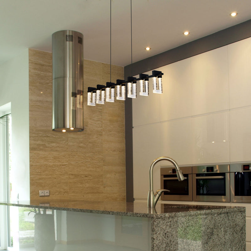 VONN Sorrento 40" VAC3137BL Integrated LED Linear Chandelier with 7 Shades in Black