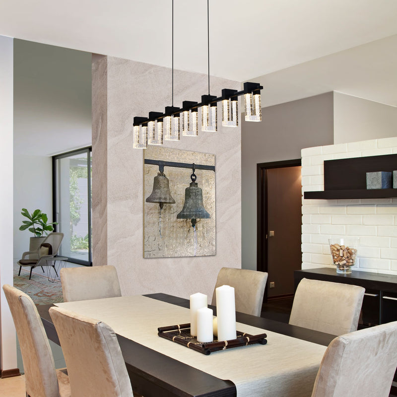 VONN Sorrento 40" VAC3137BL Integrated LED Linear Chandelier with 7 Shades in Black