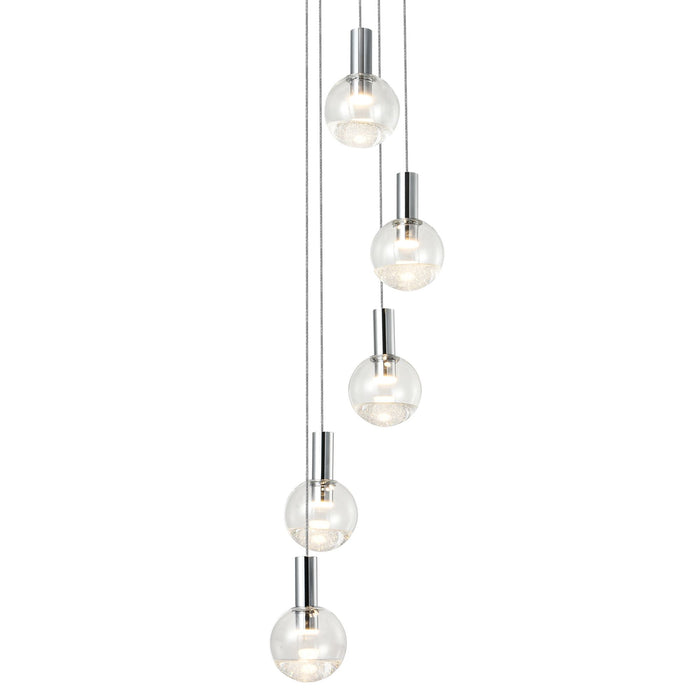 VONN Sienna 5-Light VAC3185CH Integrated LED Chandelier with Globe Shades - Polished Chrome