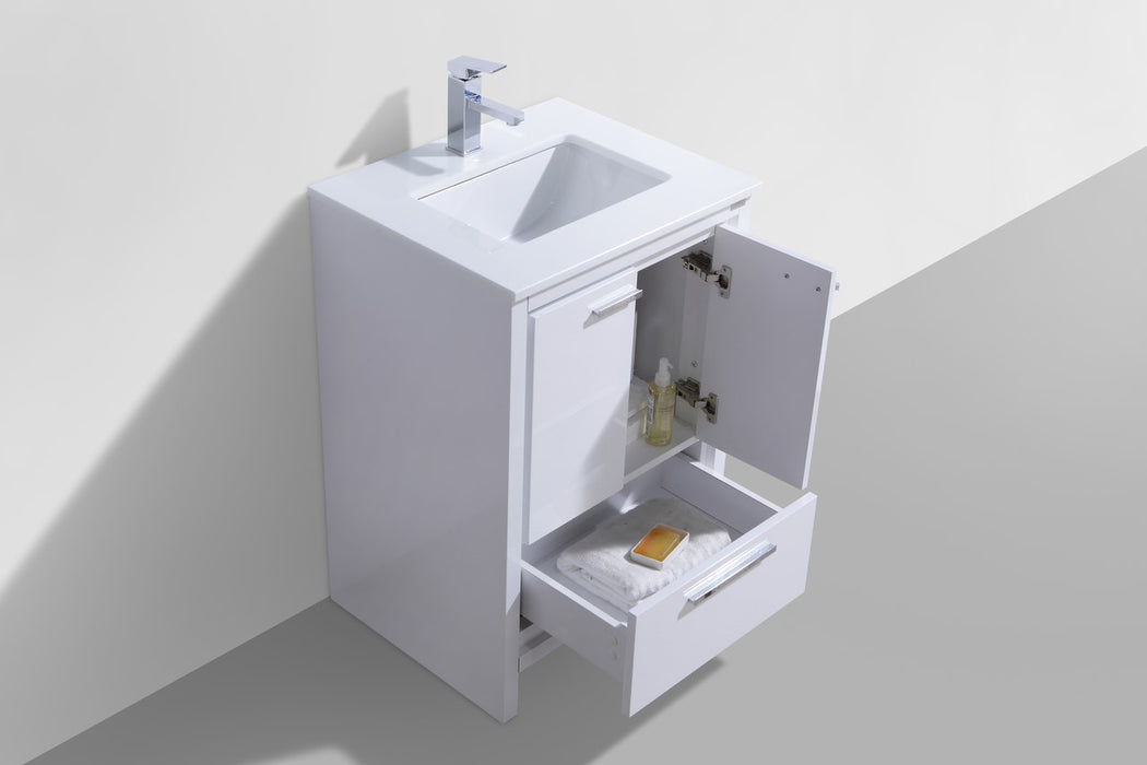 KubeBath Dolce 24" Modern Bathroom Vanity with White Quartz Countertop