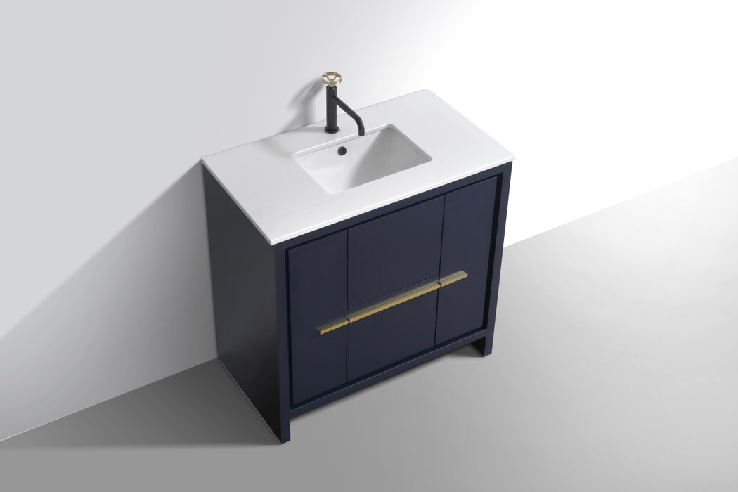 KubeBath Dolce 36" Modern Bathroom Vanity with White Quartz Countertop