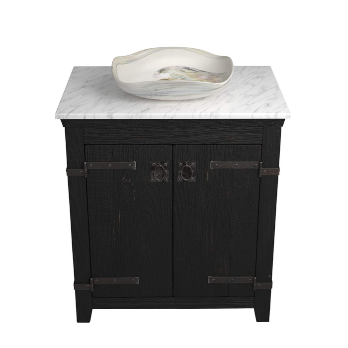 Native Trails Americana 30" Vanity with Single Faucet Hole Carrara Top - Lido Sink - Abalone