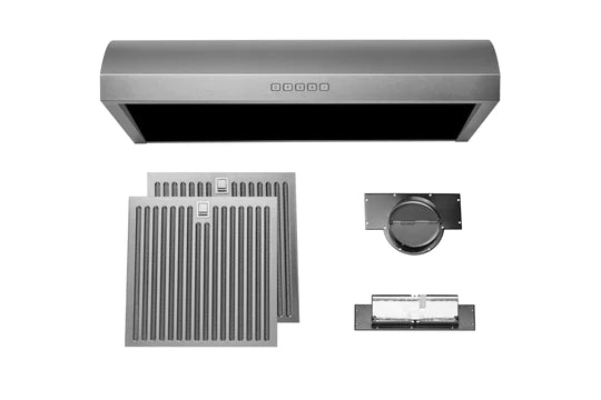 Hauslane 30" Chef  UC-B018SS 600 CFM Ducted Stainless Steel Undercabinet Range Hood