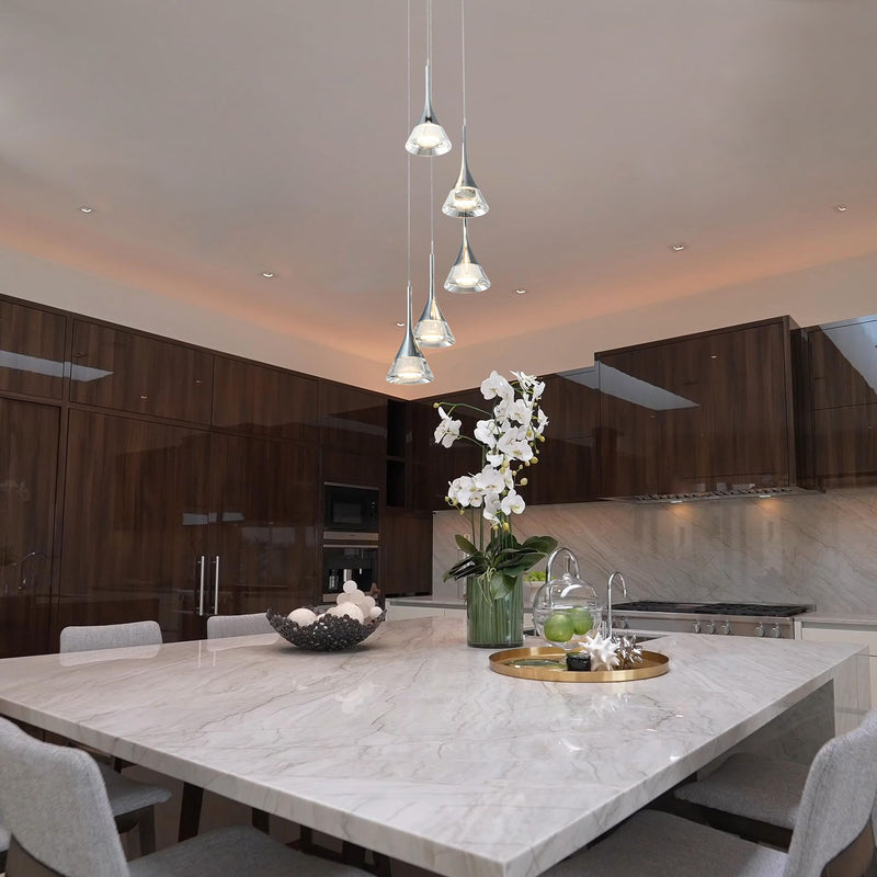 VONN Amalfi 5-Light VAC3215CH Integrated LED Chandelier with Cone Shades Polished Chrome