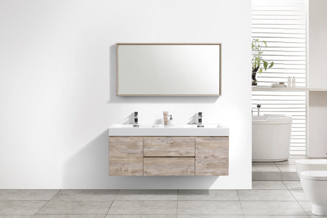 KubeBath Bliss 60" Double Sink Wall Mount Modern Bathroom Vanity