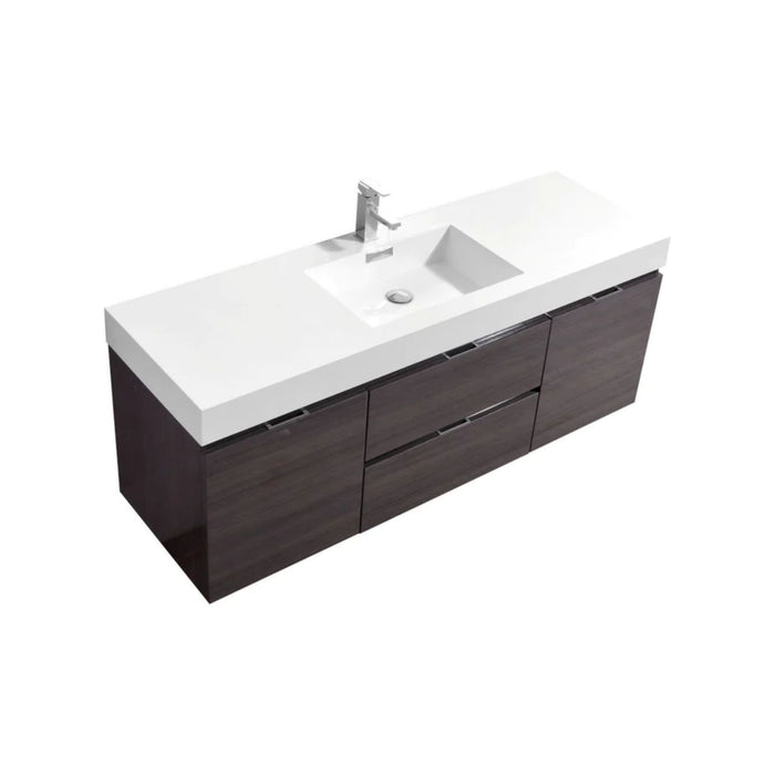 KubeBath Bliss 60" Single Sink Wall Mount Modern Bathroom Vanity