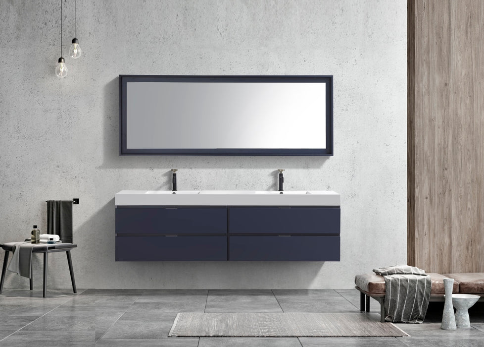 KubeBath Bliss 80" Double Sink Wall Mount Modern Bathroom Vanity