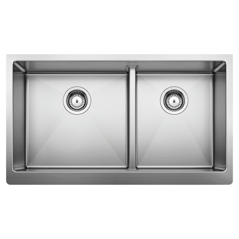 Blanco Quatrus R15 Apron 1 3/4" Width Low Divide Stainless Steel Sink 525242