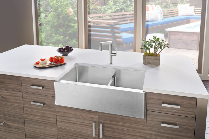 Blanco Quatrus R15 Apron 1 3/4" Width Low Divide Stainless Steel Sink 525242