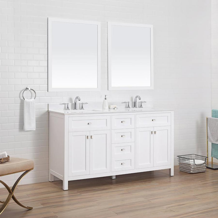 Cahaba CA101012 Juniper 60 in. Double Vanity with Engineered Stone Top and Ceramic Basin - White