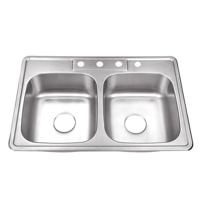Cahaba Drop-In 33 in. 50/50 Bowl 20 Ga. Stainless Steel Kitchen Sink