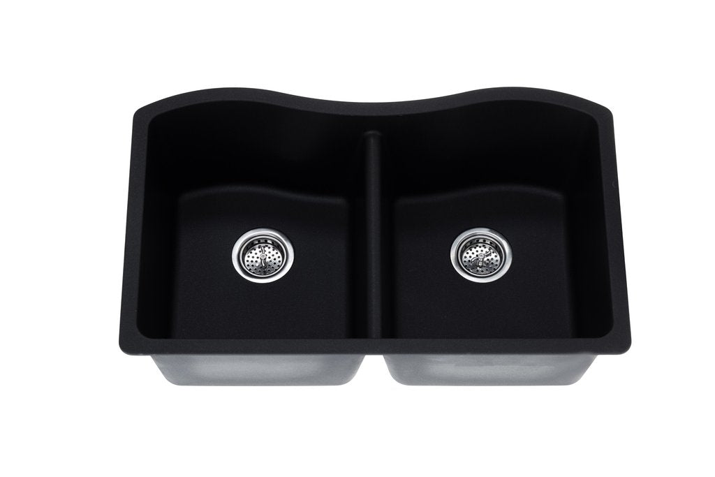 Cahaba Undermount 32-1/2 in. 50/50 Quartz Kitchen Sink - Onyx Black