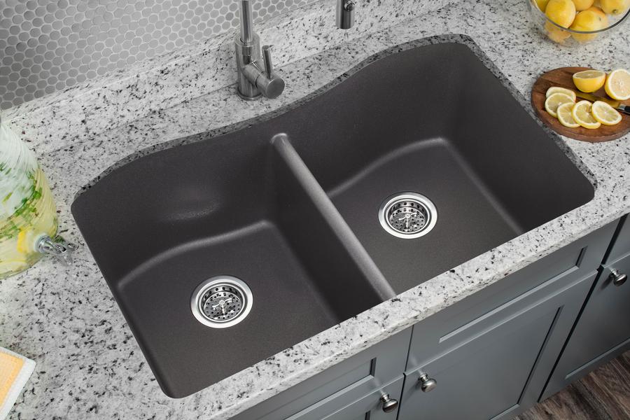 Cahaba Undermount 32-1/2 in. 50/50 Quartz Kitchen Sink - Gray