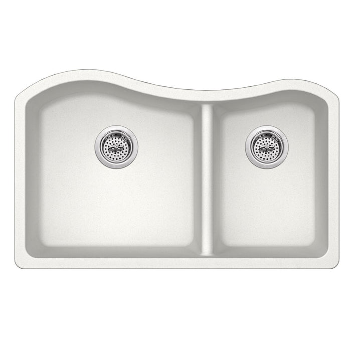 Cahaba Undermount 32-1/2 in. 60/40 Quartz Kitchen Sink - Alpine White