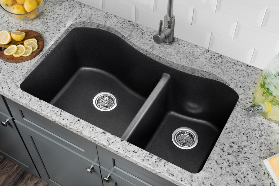 Cahaba Undermount 32-1/2 in. 60/40 Quartz Kitchen Sink - Gray