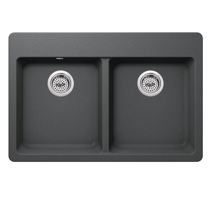 Cahaba Dual Mount 33 in. 50/50 Quartz Kitchen Sink - Gray