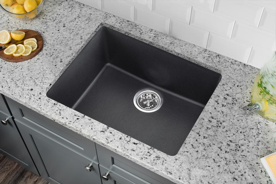 Cahaba Dual Mount 21-2/3 in. Single Bowl Quartz Kitchen Sink - Gray