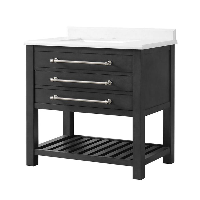 Cahaba CAVWES36IG Wesley 36 in. Vanity in Iron Gray with Engineered Stone Top & Ceramic Basin
