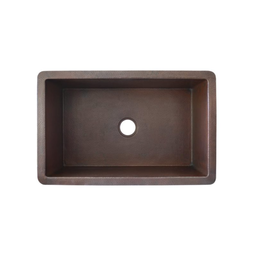 Native Trails Cocina 33 Inch Hand Hammered Copper Kitchen Sink — Rise