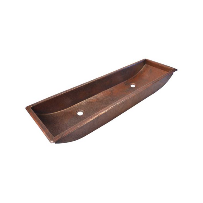 Native Trails Trough 48-Inch Hand Hammered Copper Rectangular Bathroom Sink