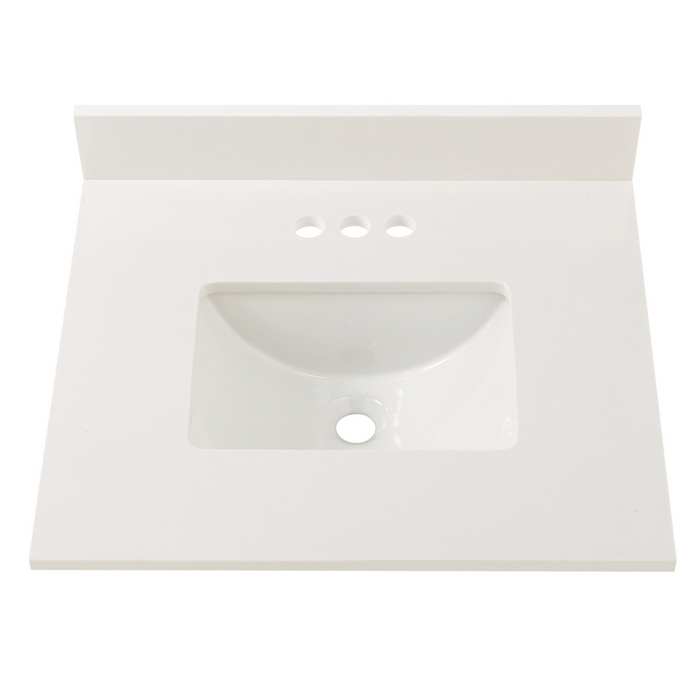 Cahaba 25  in. x 22 in. Winter White Engineered Stone Vanity Top & 4 in. Faucet Spread