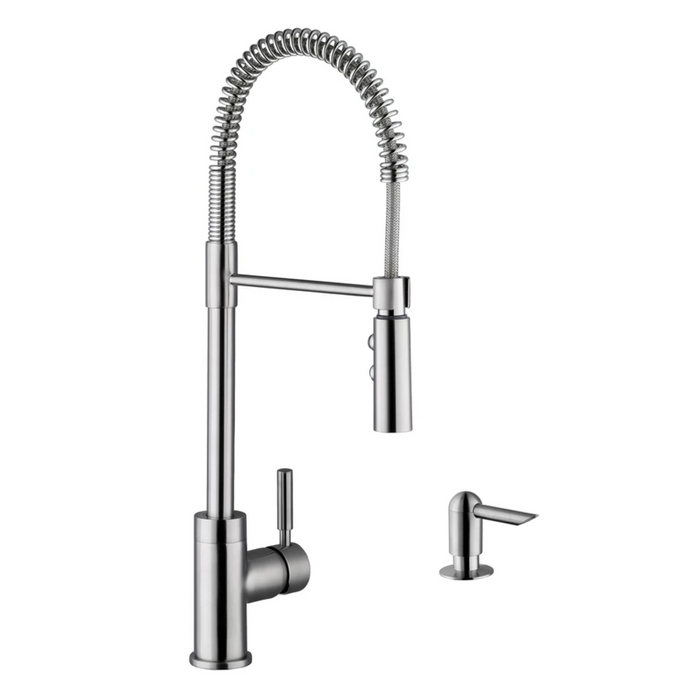 Cahaba Industrial Single Handle Pull-Down Kitchen Faucet with Soap Dispenser
