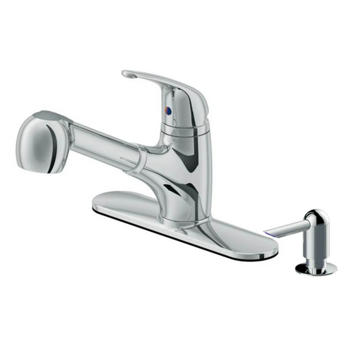 Cahaba Low Profile Single Handle Pull-Out Kitchen Faucet with Soap Dispenser